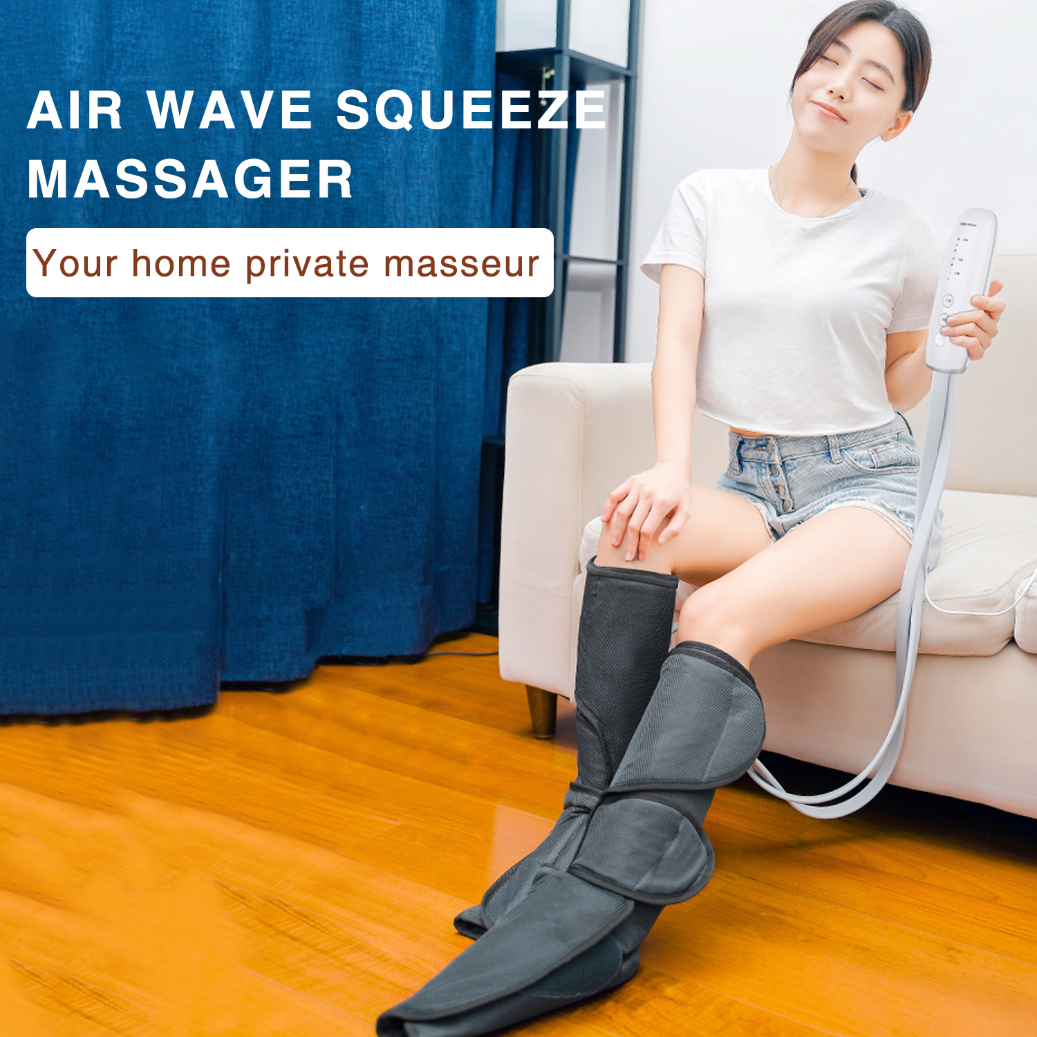 Meeegou Appareil de massage des jambes à compression d'air, appareil de massage pour la circulation des pieds et des mollets